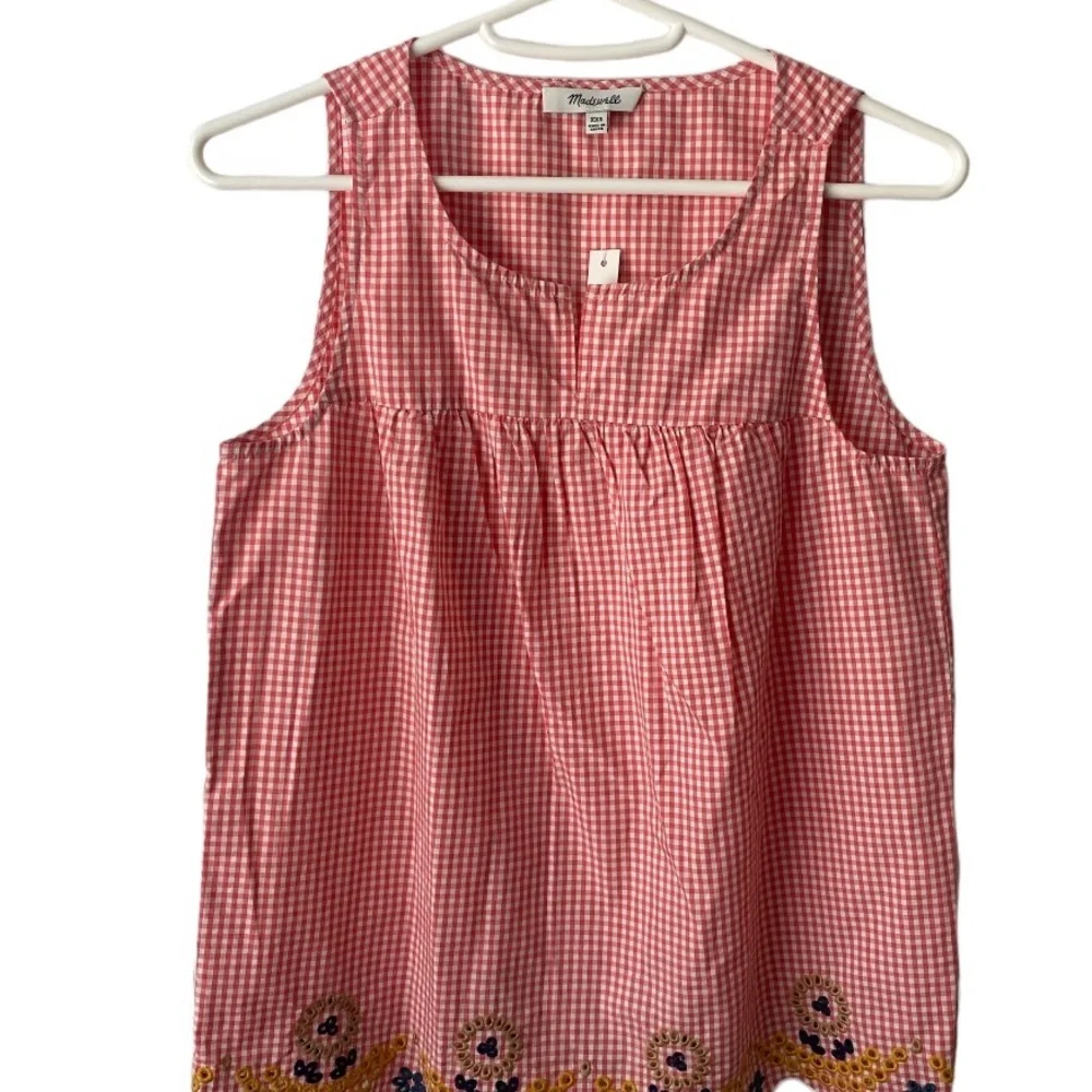 XXS Madewell gingham embroidered sleeveless top NWT - Picture 2 of 9